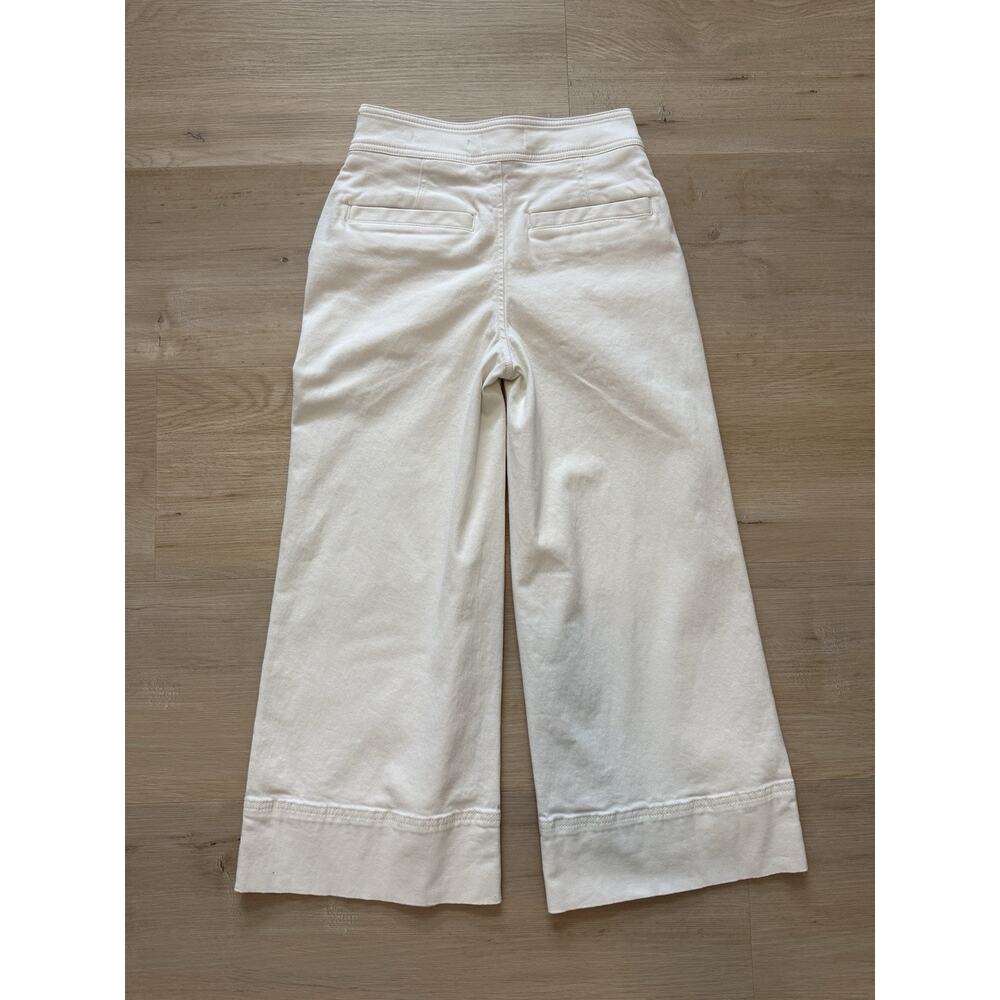 Maeve By Anthropologie Womens Buttoned Cropped Wide-Leg Culottes White Pants 00P - Picture 7 of 13